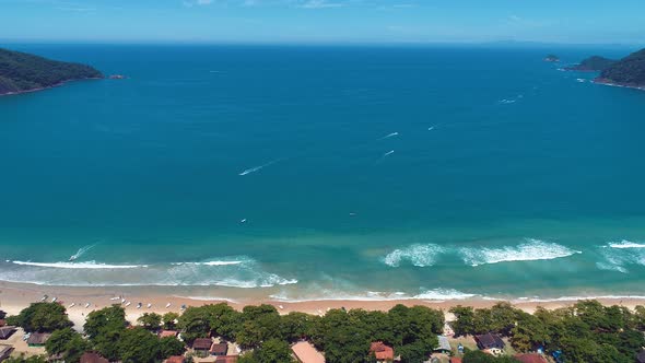 Paraty bay water. Beach landmark travel destination in Brazil. alt