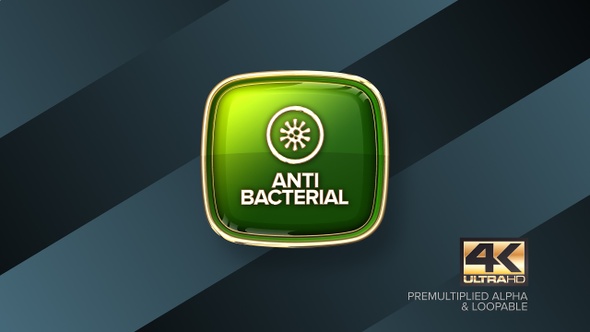 Anti Bacterial Rotating Badge 4K Looping Design Element