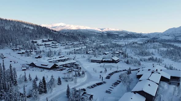 Mountain town in winter