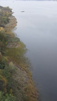 Vertical Video Aerial View of the Dnipro River  the Main River of Ukraine alt