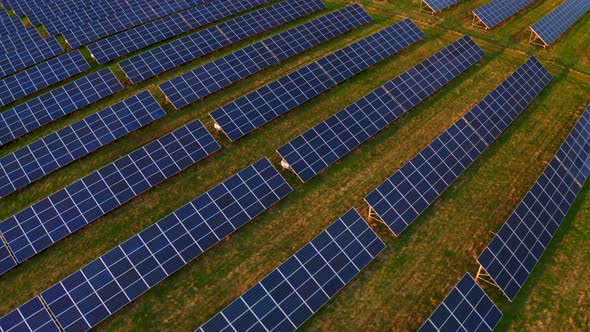 Aerial drone shot of Solar Power Station. Top view of Solar Power station. alt