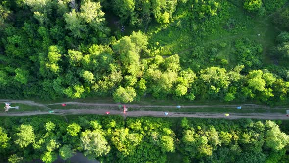 Cable car attraction aerial view, Kharkiv city