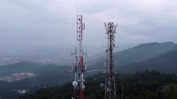 Aerial ascending telecommunication tower alt