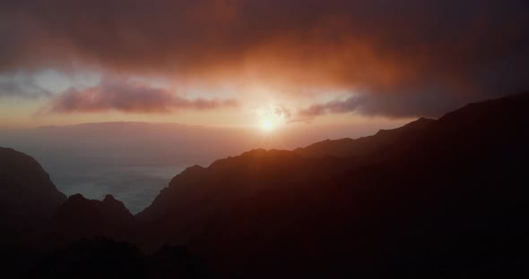 Landscape with Mountains and Sea in Sunset Time in Tenerife Teno Canary Islands Spain alt