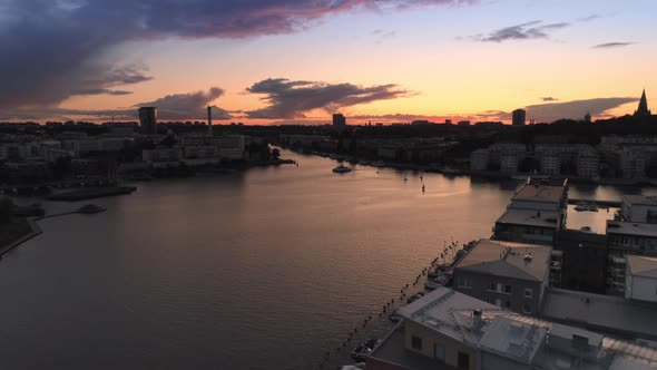 Aerial View of Hammarby Sjöstad in Stockholm, Sweden