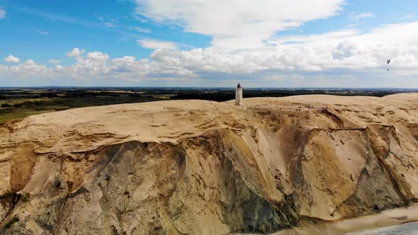 Aerial view of the Lighthouse at Rubjerg Knude by the North Sea, Denmark alt