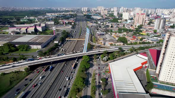 Time lapse cable stayed bridge at downtown Guarulhos Brazil alt