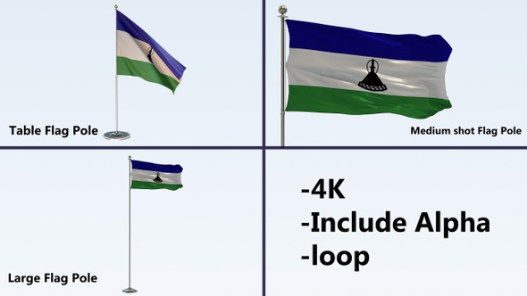 Lesotho Flag Pole Pack 4k-Loop alt