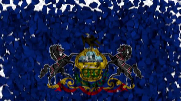 Pennsylvania State Flag Breaking Rocks Transition alt