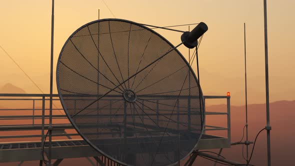 Top of Radio mast supporting antennas. Tall structure for telecommunications.