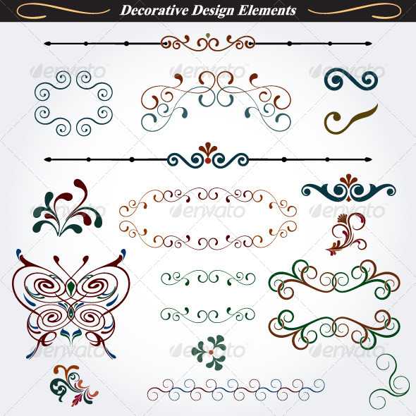 Collection of Decorative Design Elements 3 - Flourishes / Swirls Decorative