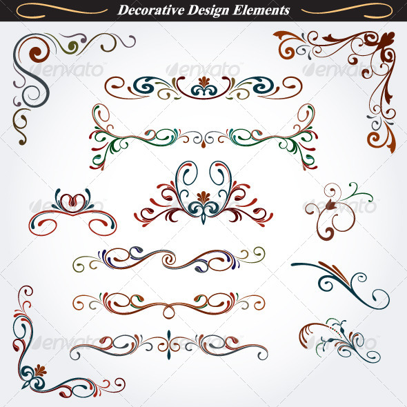 Collection of Decorative Design Elements 4 - Flourishes / Swirls Decorative