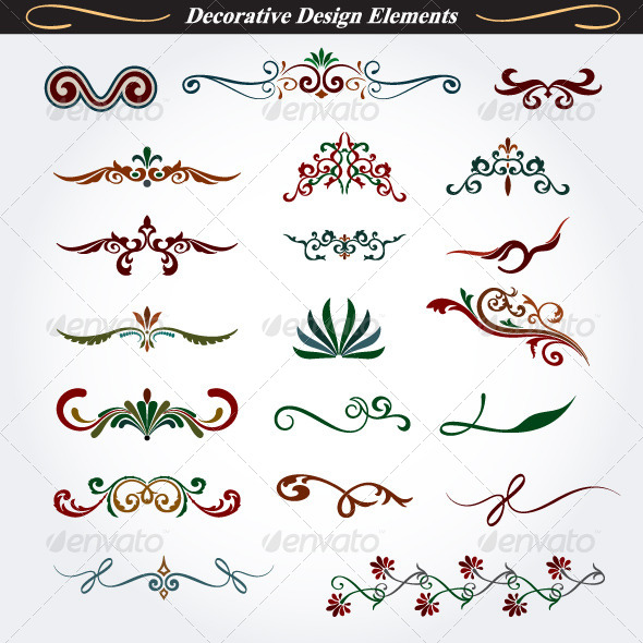Collection of Decorative Design Elements 5 - Flourishes / Swirls Decorative