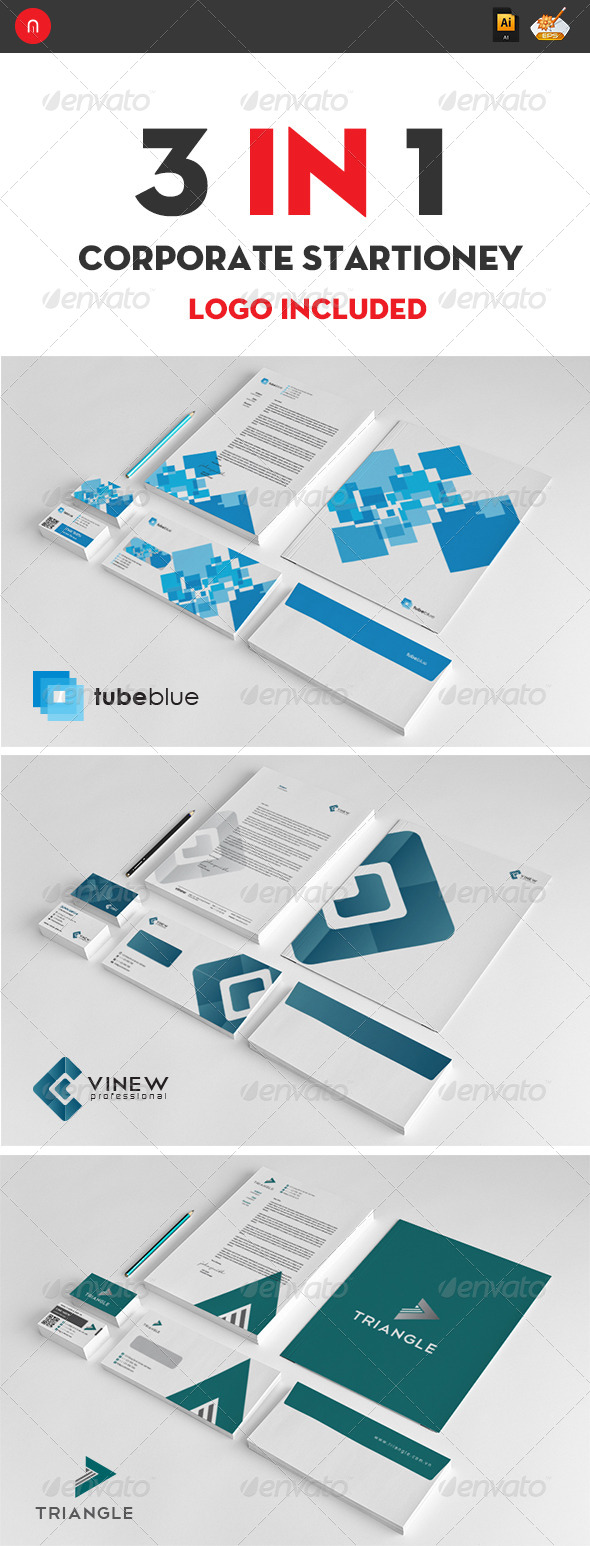 Corporate Startioney Package 3 in 1 - Stationery Print Templates