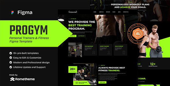 Progym - Personal Trainers & Fitness Figma Template