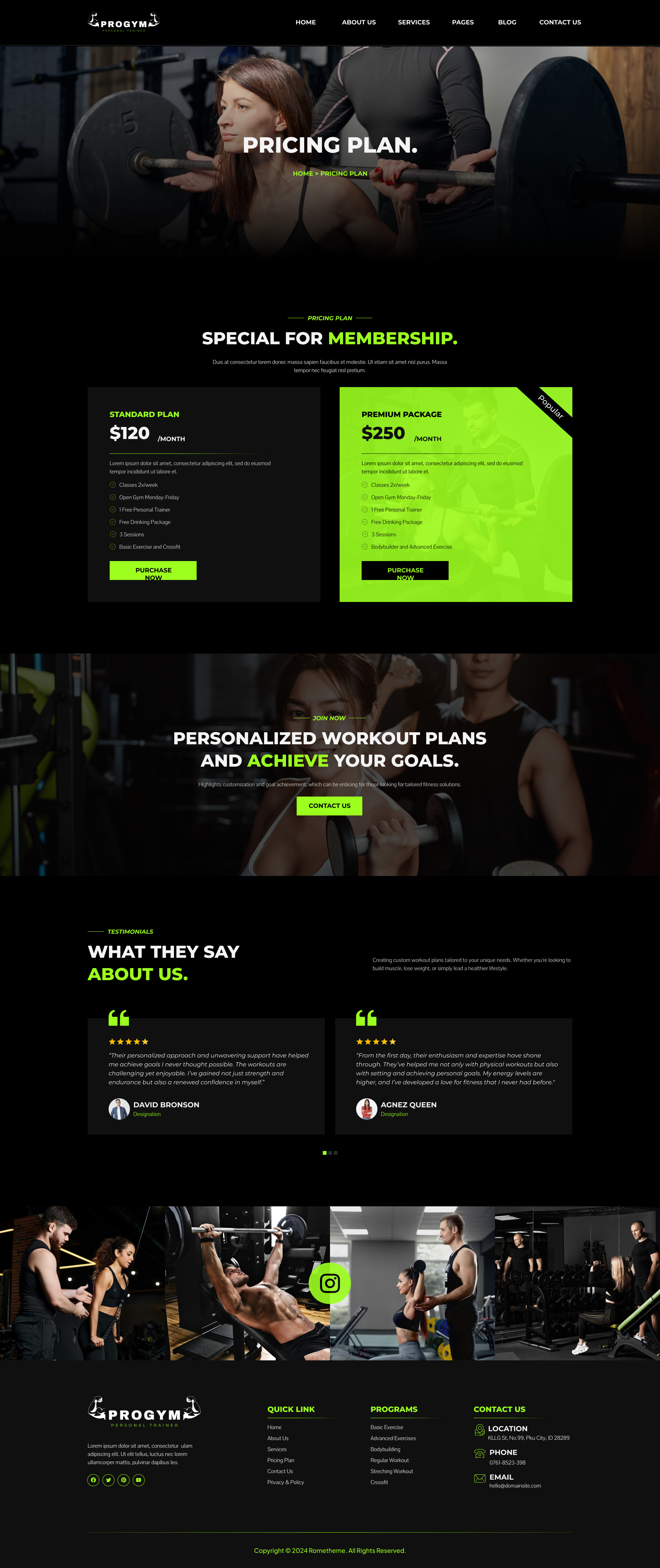 Progym Personal Trainers Fitness Figma Template by Rometheme