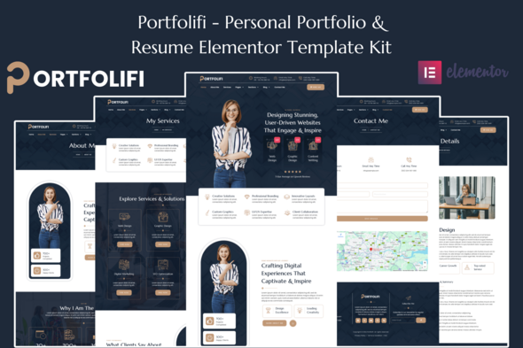 Portfolifi - Personal Portfolio & Resume Elementor Pro Template Kit