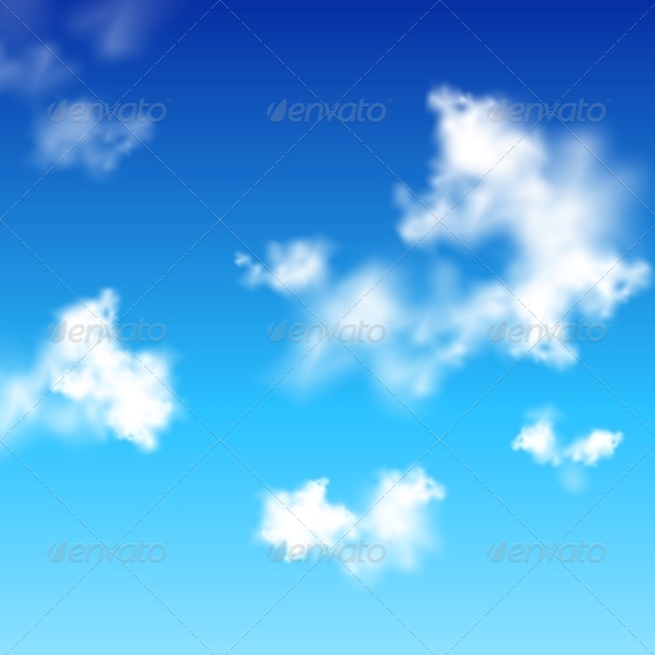 Vector Clear Blue Sky with White Clouds - Landscapes Nature