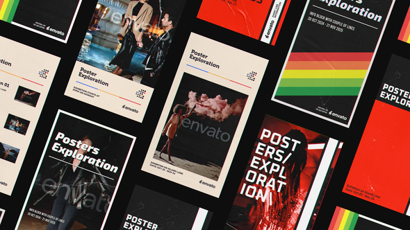 Vertical Nostalgia Posters Elements template preview