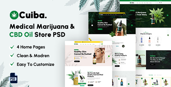 Cuiba - Medical Marijuana & CBD Oil Store PSD Template