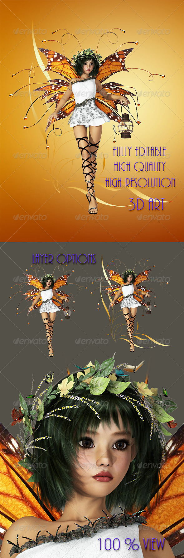 Yellow Pixie - Characters 3D Renders