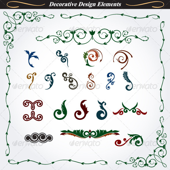Collection of Decorative Design Elements 7 - Flourishes / Swirls Decorative