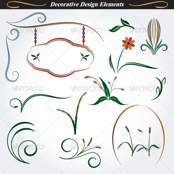 Collection of Decorative Design Elements 9 - Flourishes / Swirls Decorative
