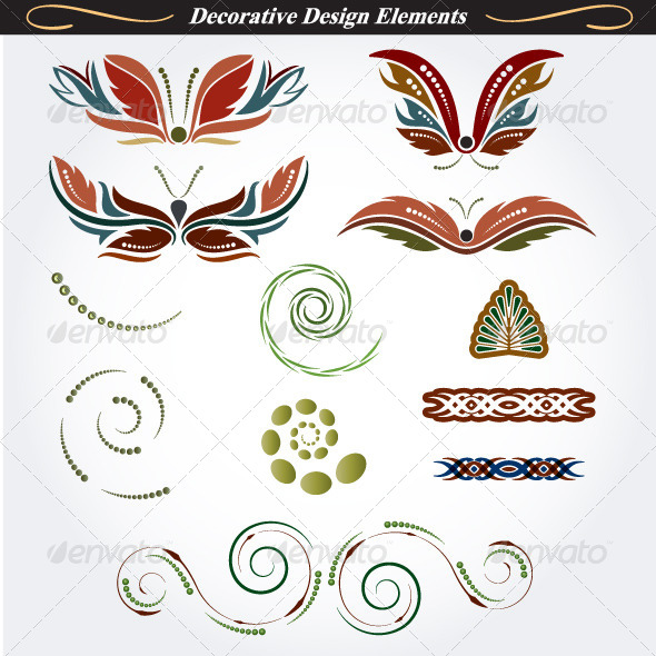 Collection of Decorative Design Elements 12 - Flourishes / Swirls Decorative