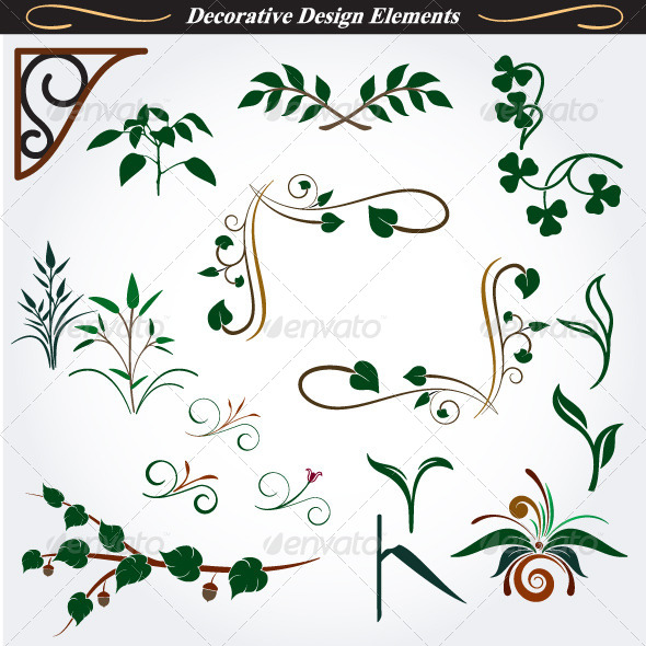 Collection of Decorative Design Elements 14 - Flourishes / Swirls Decorative