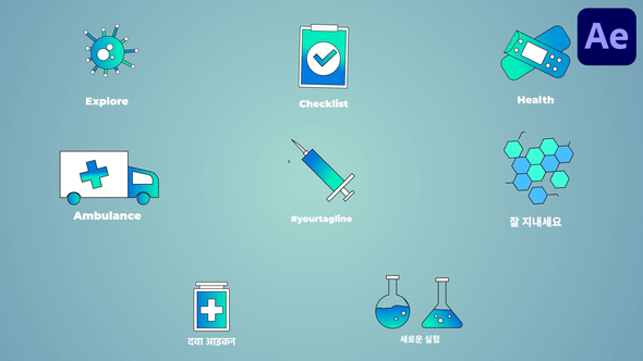 Medicine Icons And Titles for After Effects Titles template preview
