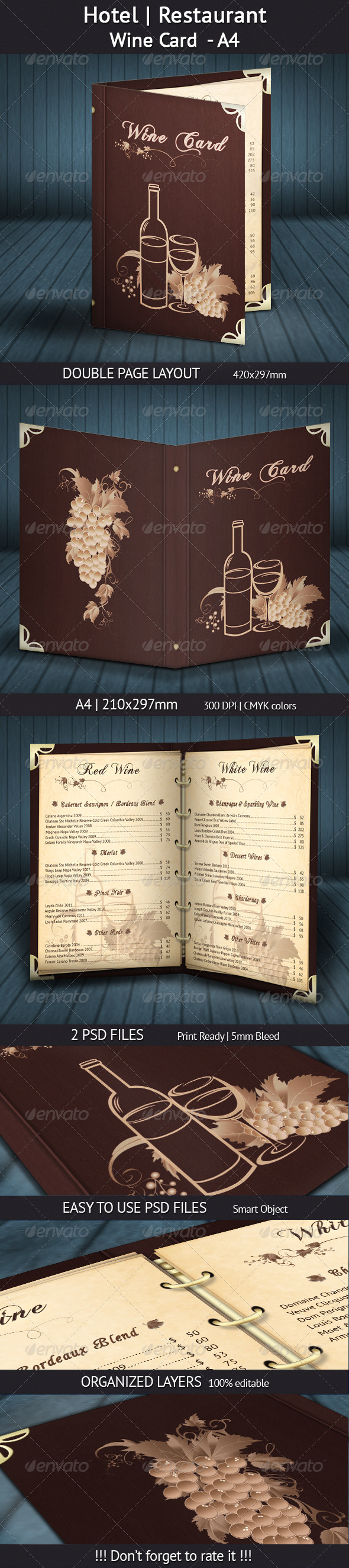 Hotel | Restaurant Wine Card - A4 - Restaurant Flyers