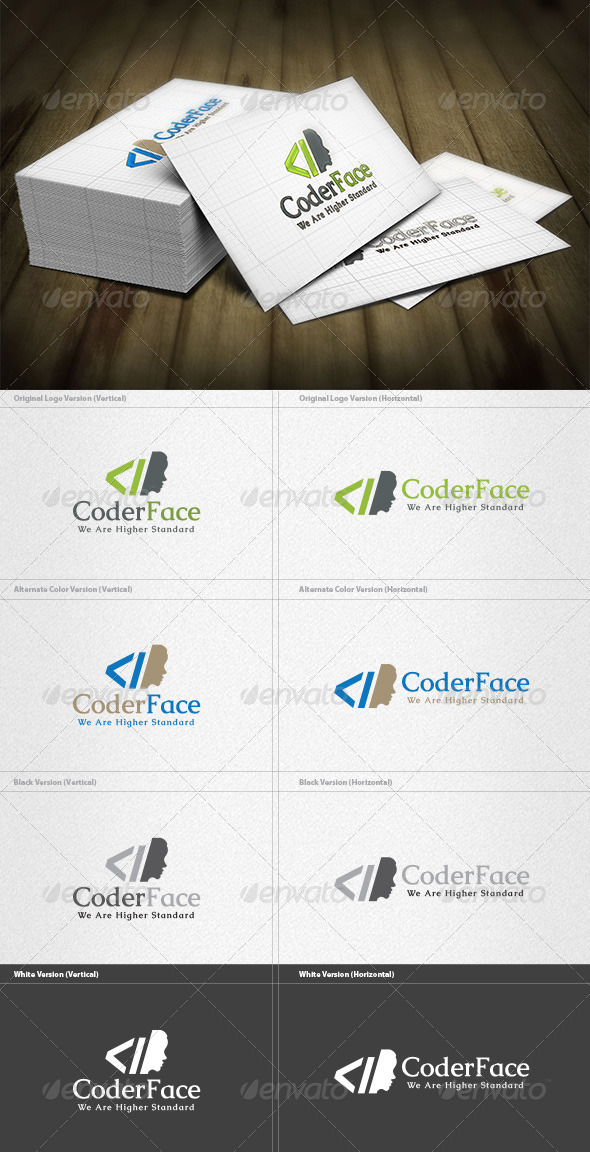 Coder Face Logo - Humans Logo Templates