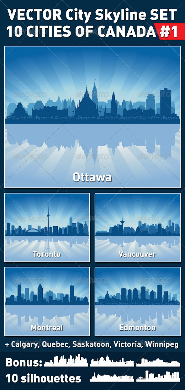 Vector City Skyline Set. Canada #1 - Buildings Objects