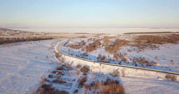 Car On Winter Road