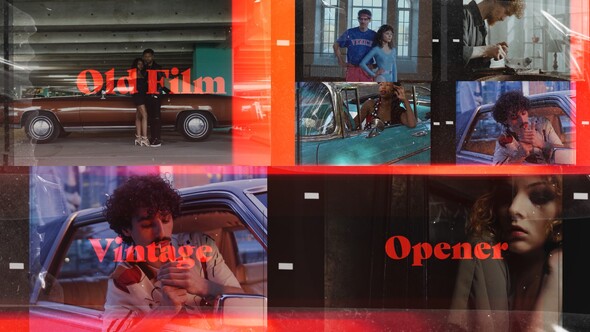 Damaged Old Film Reel Intro: Authentic Vintage Stip Opener Slideshow for Premiere Pro Premiere Pro template preview