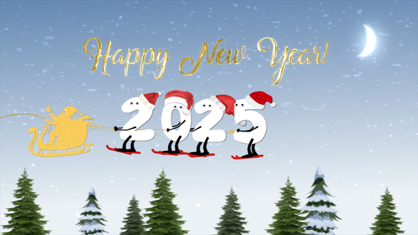 New Year Cartoon Skier 2025 | After Effects Openers template preview