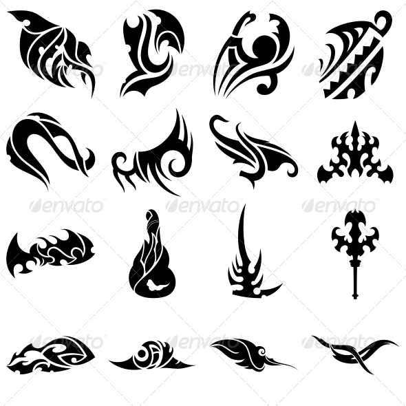 Tribal Shapes Tattoo Designs Vector Pack - Abstract Conceptual