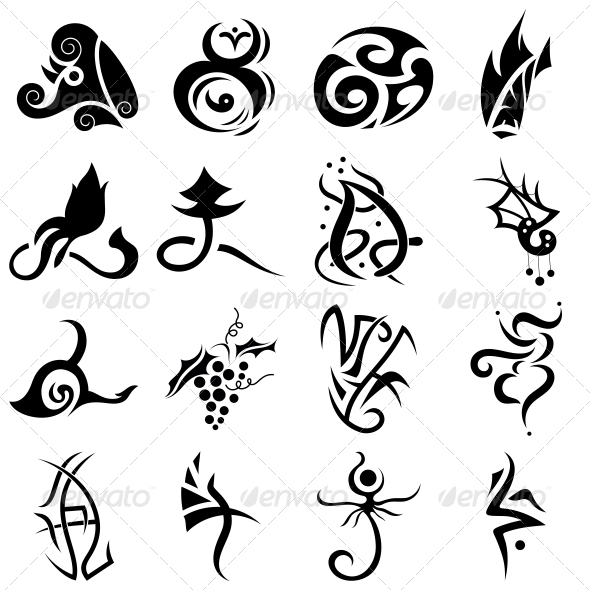 Tribal Shapes Tattoo Designs Vector Pack - Tattoos Vectors