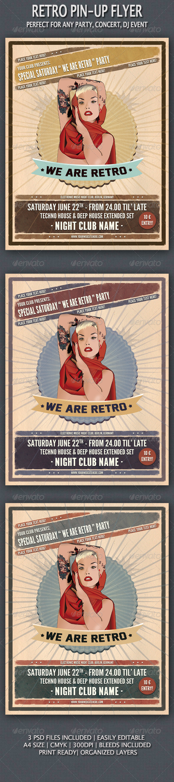 Pin-Up Vintage Flyer - Clubs & Parties Events