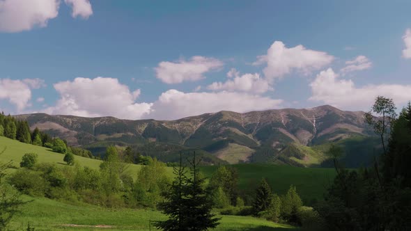 View of Low Tatras National Park crest in Slovakia from the distance alt