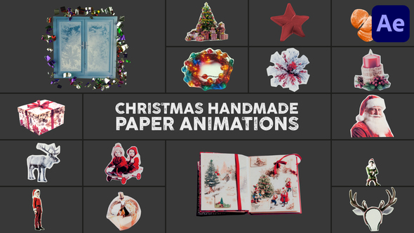 Christmas Handmade Paper Animations | After Effects Elements template preview