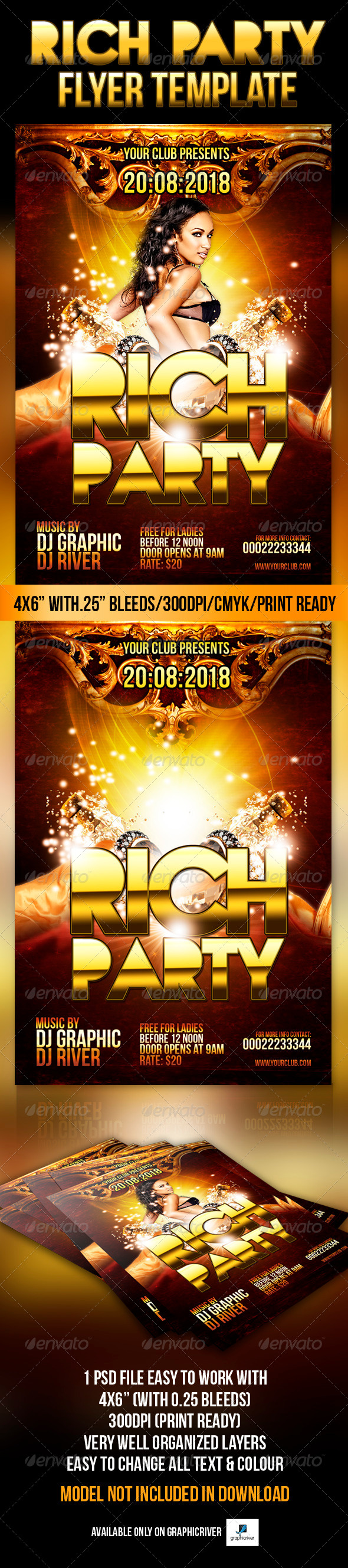 Rich Party Flyer Template - Flyers Print Templates