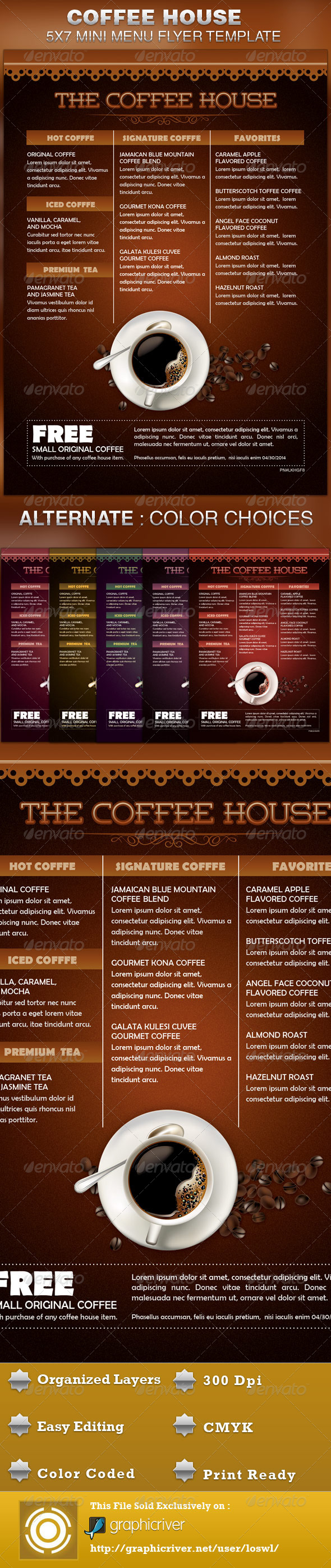 Coffee House Mini Menu Flyer Template - Restaurant Flyers