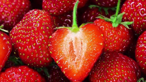 Juicy Ripe Strawberries Decorated With Cut In Half Strawberries Summer Berries alt