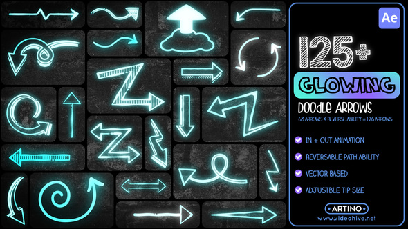 125+ Glowing Doodle Arrows Pack Elements template preview