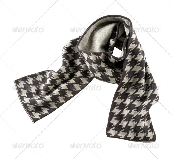 Grey houndstooth check scarf - Stock Photo - Images
