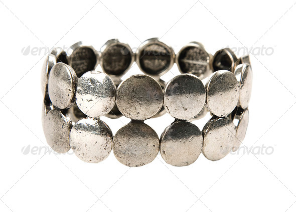 Raw metal silver bracelet - Stock Photo - Images