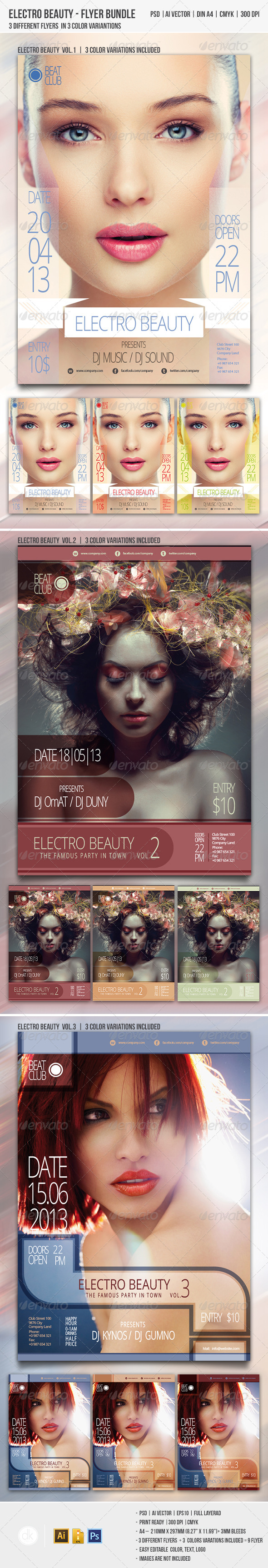 Electro Beauty Flyer Bundle - Clubs & Parties Events