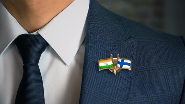 Businessman Friend Flags Pin India Finland alt