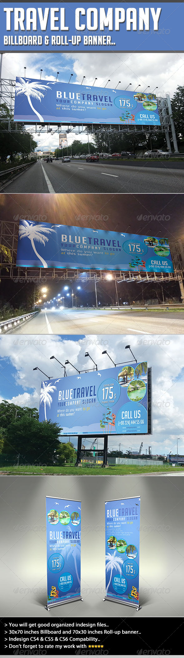 Travel Company - Billboard & Rollup Template - Signage Print Templates